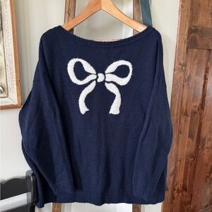 Torrid Navy Blue Sweater with White Bow Sz 2